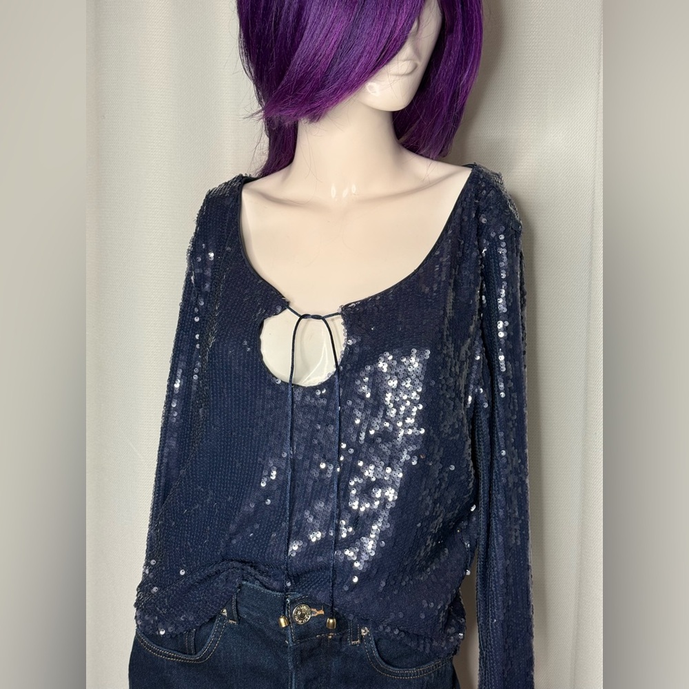 NWT Navy Sequin Top by Wild Fable - Picture 5 of 11